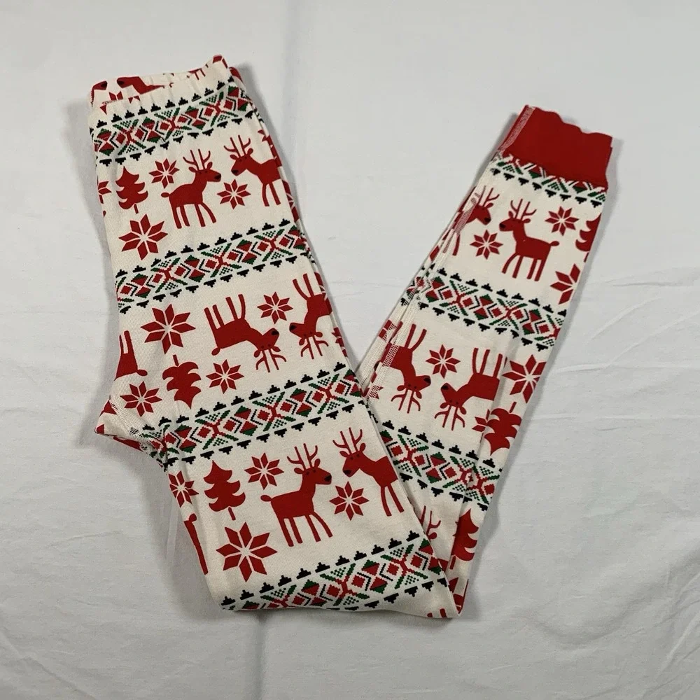 Hanna Andersson Size 12 150cm Organic Cotton Fair Isle Christmas Reindeer Pants‎